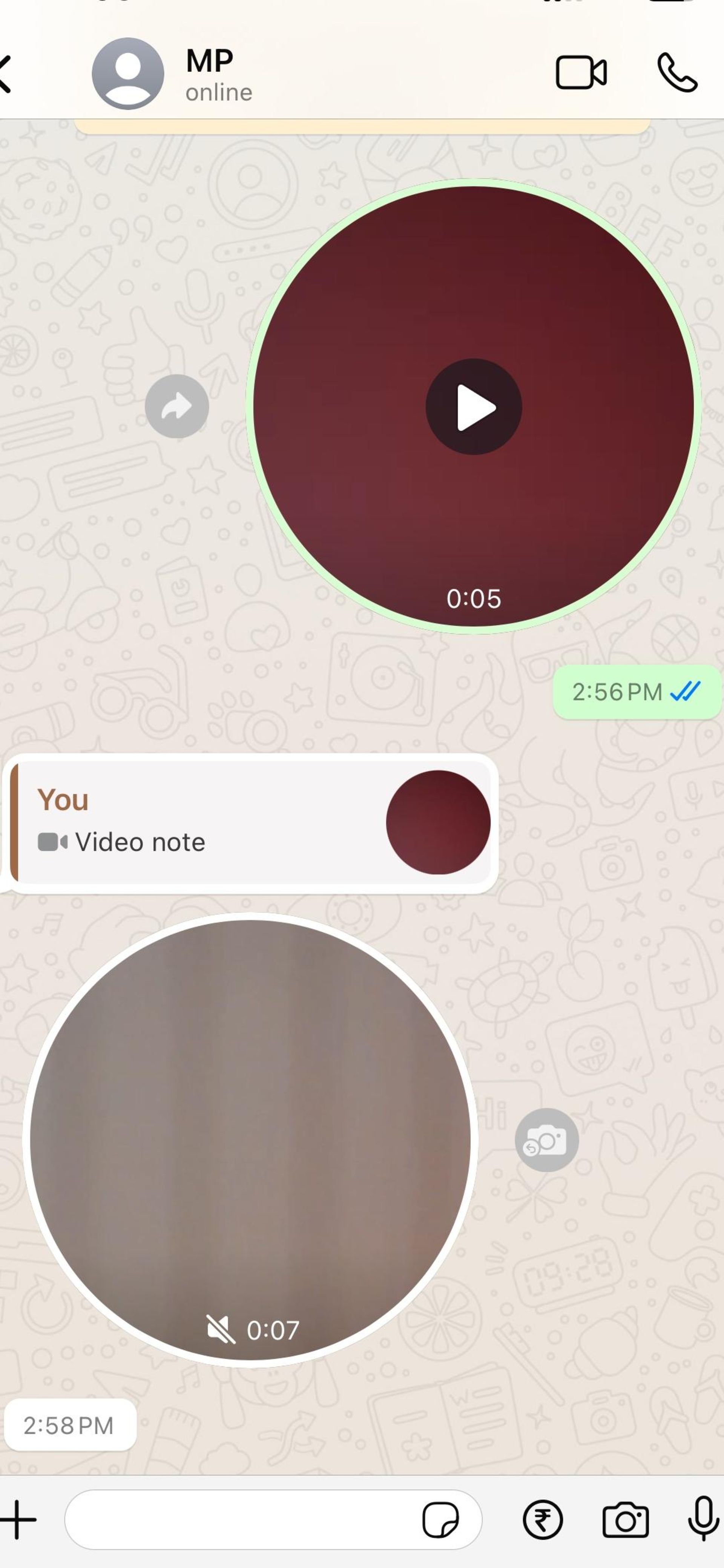 قابلیت ارسال پاسخ سریع به یادداشت های ویدیویی در واتساپ